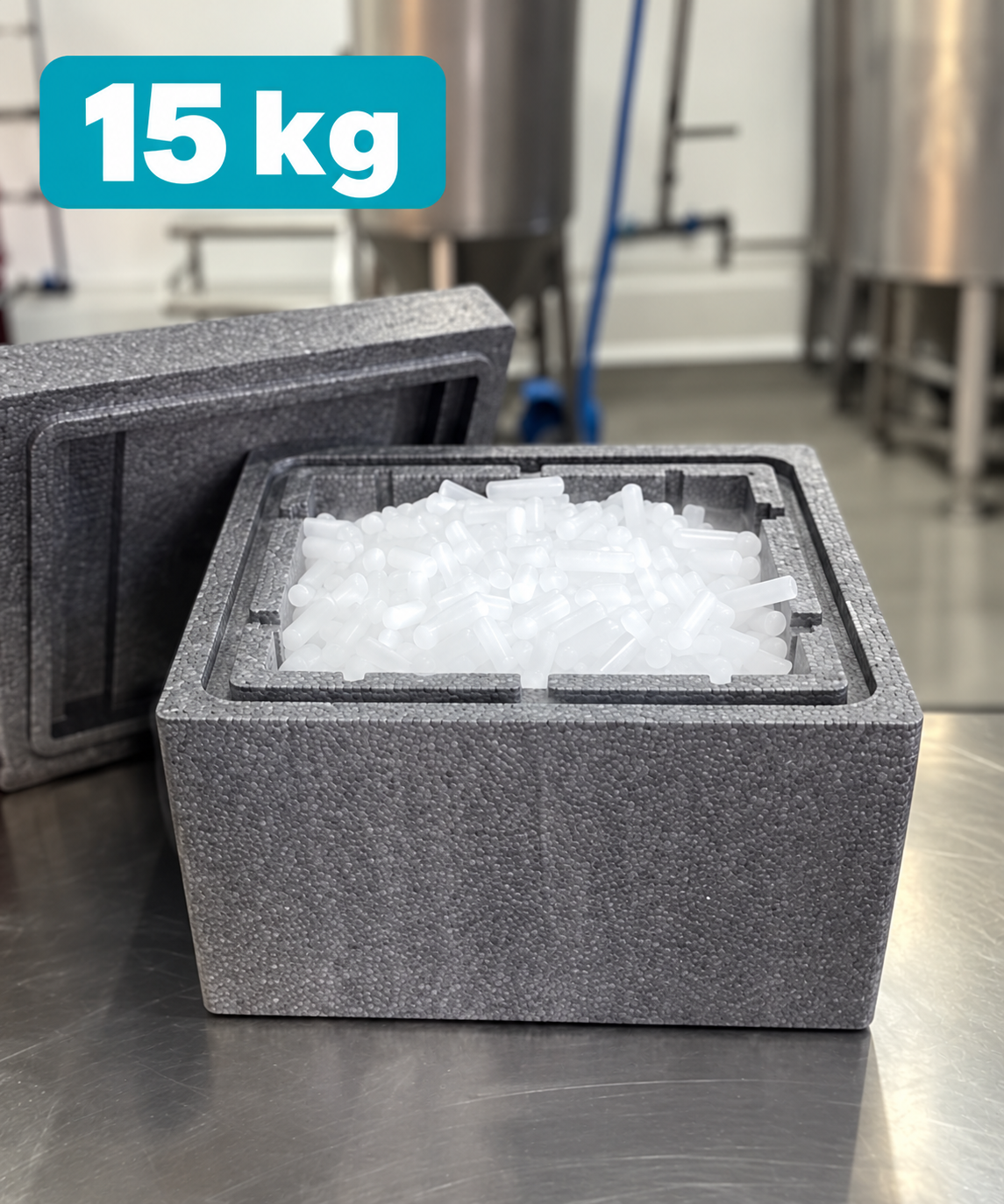 Hielo seco en pellets 15 kg — caja isotérmica muyFrío