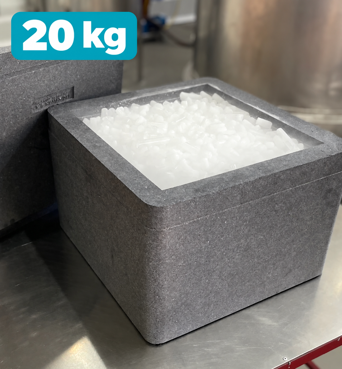 Hielo seco en pellets 20 kg — caja isotérmica muyFrío